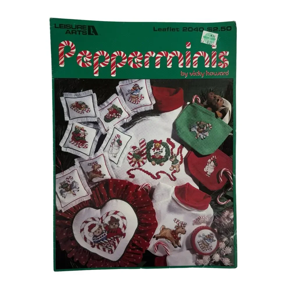 Vintage LEISURE ARTS Pepperminis Cross Stitch Leaflet Vicki Howard Christmas